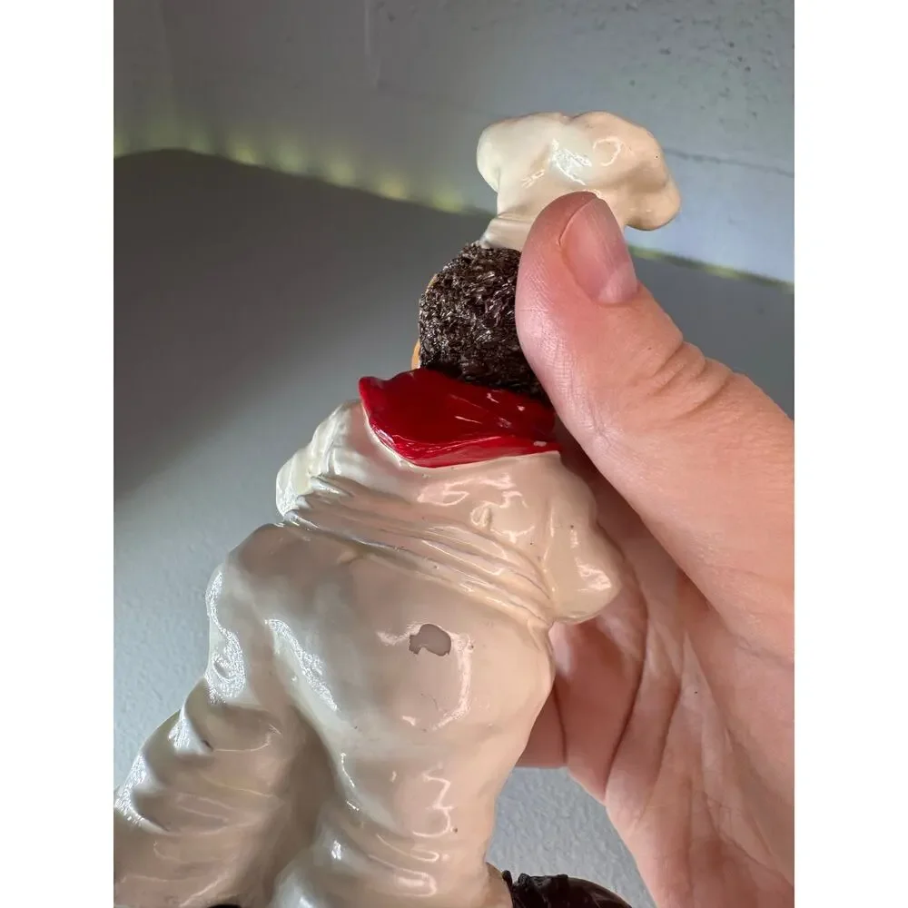 Vintage Chef Figurine Cook Holding Burger & Rolling Pin Kitchen Decor  Statue